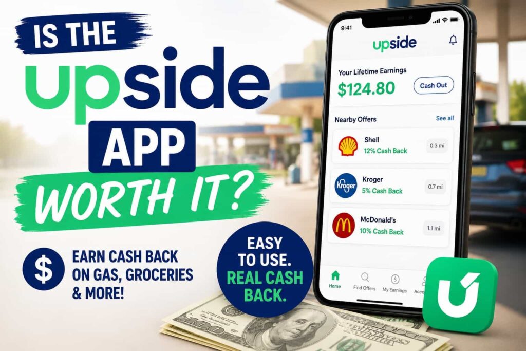 Upside app review for moms who want to earn cash back on gas groceries and restaurants