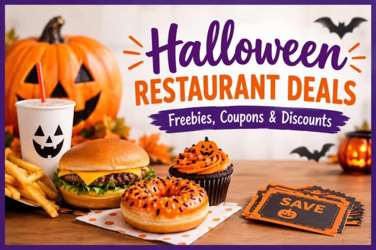Halloween restaurant deals featuring a festive Halloween dining scene